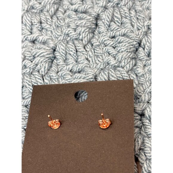 Square Champagne Rhinestone Stud Earrings 0.25 inch - Picture 2 of 2